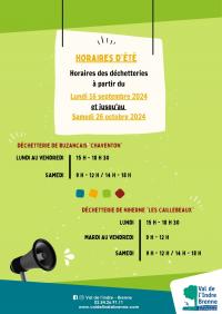 RAPPEL HORAIRES DECHETTERIES