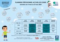 LES PLANNINGS DES VACANCES D'HIVER